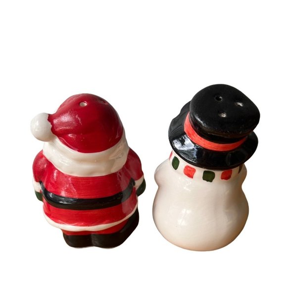 Santa Claus SnowMan Frosty Salt Pepper Shakers Christmas Winter - Picture 3 of 4